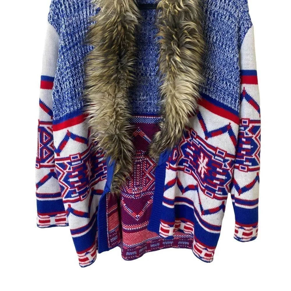 MinkPink Faux Fur Open Sweater Cardigan Sz S - Picture 4 of 9